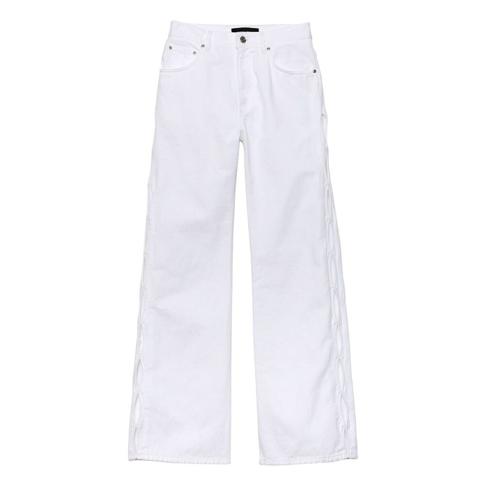 PURPLE BRAND Women’s White Cut-Out Wide-Leg Jeans Size 24 EUC